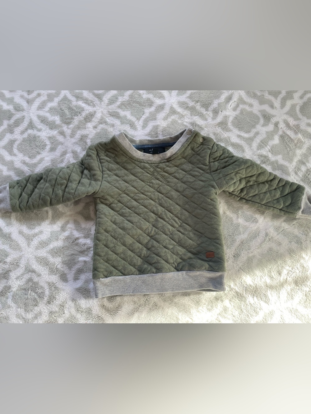 Quilted Olive Green Kids Sweatshirt - Comfortable Everyday Top